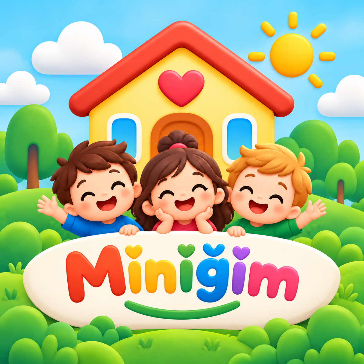 Miniğim'in neşeli okul bahçesinde mutlu çocuklar